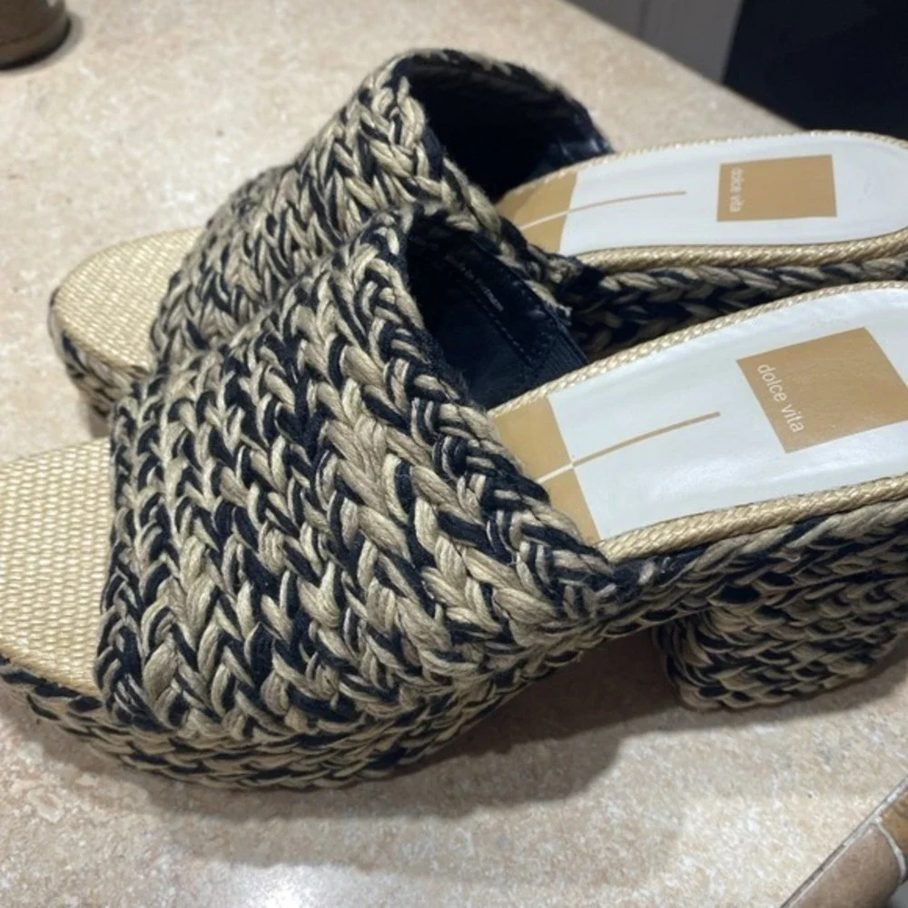 Dolce Vita Tan/black Braided Chunky Women's‎ 10 Sandals     1502